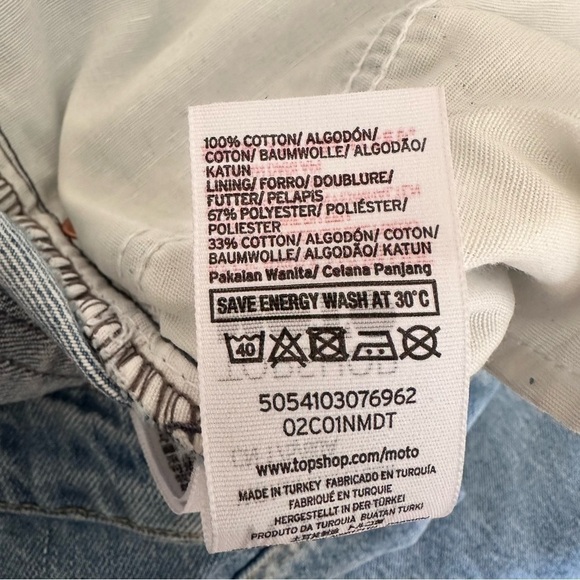 Topshop-Moto High Rise Medium Wash Wide Leg Raw Hem Jeans - Picture 11 of 12